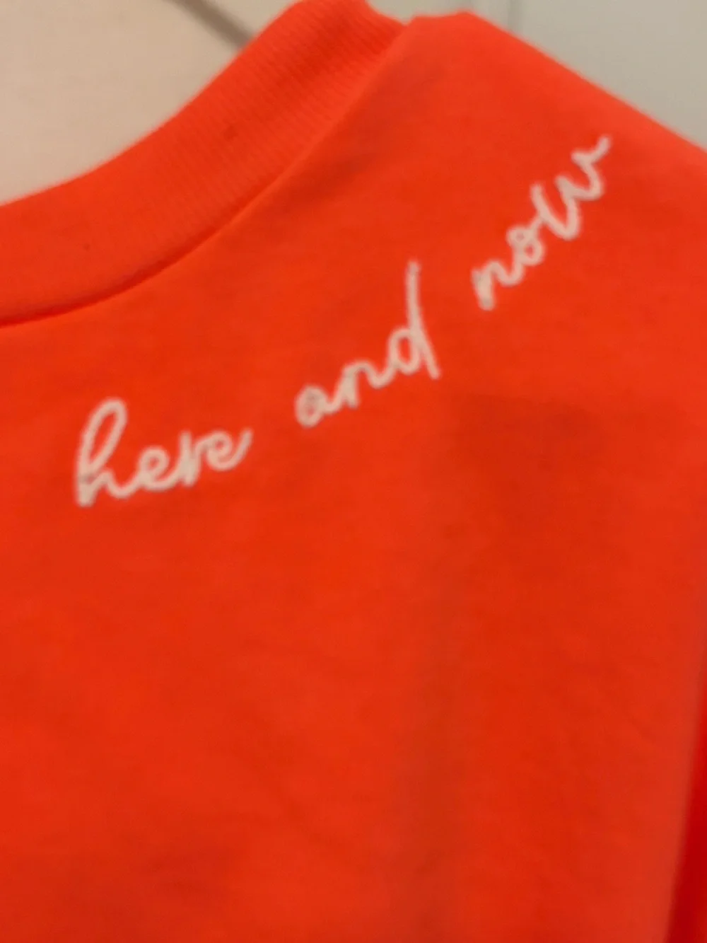 Old Navy Bright Orange Kids Sweatshirt with White 'here and now' Script